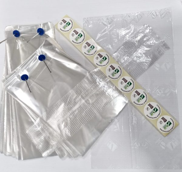 SAMPLE PACK COMPOSTABLE STICKER LABELS COMPOSTABLE BREAD BAGS CLEAR